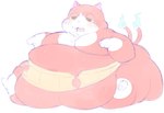 anthro belly big_belly bodily_fluids fur male narrowed_eyes obese obese_anthro obese_male overweight overweight_anthro overweight_male red_body red_fur simple_background solo sweat tail thick_thighs white_background white_body white_fur cafongterua asian_mythology east_asian_mythology japanese_mythology level-5 mythology yo-kai_watch jibanyan domestic_cat felid feline felis mammal yokai absurd_res hi_res