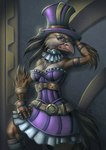 anthro breasts cosplay feathers female non-mammal_breasts solo conditional_dnp inert-ren league_of_legends riot_games tencent caitlyn avian bird hi_res tagme