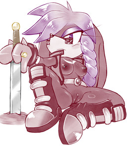 anthro areola boots breasts clothing eyelashes eyewear female footwear fur genitals glasses gloves hair handwear looking_at_viewer melee_weapon nipple_piercing nipples piercing shoes simple_background solo sword weapon icydirtball archie_comics sega sonic_the_hedgehog_(archie) sonic_the_hedgehog_(comics) sonic_the_hedgehog_(series) jani-ca echidna eulipotyphlan mammal monotreme digital_media_(artwork) hi_res