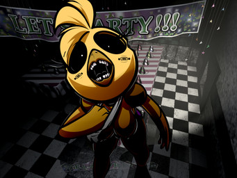 anthro barely_visible_nipples beak black_sclera bodily_fluids border breasts camera_view clothed clothing creepy cybernetics female looking_at_viewer machine nipples non-mammal_breasts open_mouth saliva solo teeth white_border fourball five_nights_at_freddy's five_nights_at_freddy's_2 scottgames paola_(4ball) toy_chica_(fnaf) animatronic avian bird chicken cyborg galliform phasianid robot 4:3 digital_media_(artwork) hi_res