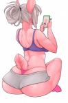 anthro back_groove big_butt biped bra butt clothed clothing curvy_figure electronics female panties phone rear_view selfie shoulder_blades sitting solo underwear voluptuous tweedabop lagomorph leporid mammal rabbit hi_res