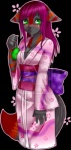 anthro asian_clothing blush breasts cleavage clothed clothing east_asian_clothing female green_eyes hair japanese_clothing kimono purple_hair solo snow-mishibari alpha_channel