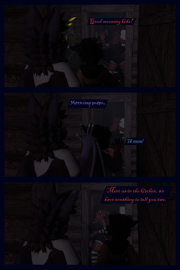 anthro arm_warmers armwear blue_body blue_eyes blue_fur bottomwear building cabin clothing dialogue female fur greeting hoodie house leg_warmers legwear male multicolored_body multicolored_fur purple_body purple_fur shirt shorts t-shirt tank_top text topwear white_body white_fur wings yellow_eyes flailingfornication european_mythology mythology bat dragon kobold mammal mythological_creature mythological_scalie nardoragon origin_species scalie western_dragon wyvern 2:3 3d_(artwork) absurd_res comic digital_media_(artwork) english_text hi_res brother_(lore) brother_and_sister_(lore) father_(lore) father_and_child_(lore) mother_(lore) mother_and_child_(lore) parent_(lore) parent_and_child_(lore) sibling_(lore) sister_(lore)