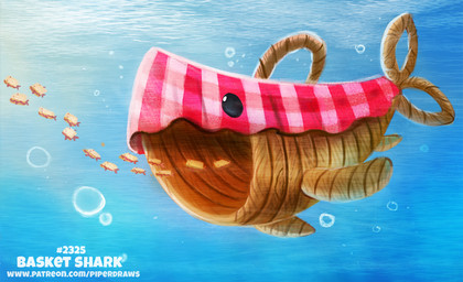 ambiguous_gender basket container feral food group humor large_group picnic_basket pun sandwich_(food) underwater visual_pun water piper_thibodeau animate_inanimate aquatic basking_shark fish food_creature mackerel_shark shark digital_media_(artwork) digital_painting_(artwork) painting_(artwork)