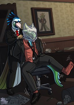 asphyxiation bad_end bagging bdsm bondage bound breath_play clothing death disheveled execution footwear gore kicking_legs male male/male messy_clothing office one_shoe_on peril plastic_bag ringing_phone shoes snuff struggling tied_to_chair shibemangle mythology celadon_vian cyril_delaney avian bird dragon galliform mythological_creature mythological_scalie peafowl phasianid scalie absurd_res hi_res story story_in_description