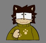 3_fingers :3 ambiguous_gender anthro belly blush brown_body brown_fur brown_nose clothed clothing countershade_face countershade_fur countershade_hands countershading eyewear fingers front_view fur glasses grey_background looking_at_viewer mouth_closed rectangular_glasses simple_background slightly_chubby slightly_chubby_ambiguous slightly_chubby_anthro snout solo sweater topwear yellow_clothing yellow_sweater yellow_topwear cassicat canid mammal unknown_species character_request digital_media_(artwork)