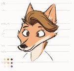 anthro brown_eyes fluffy fur graphic_design hair male orange_body orange_fur passionate solo fyixen fyixen_(character) canid canine fox mammal red_fox true_fox animated model_sheet short_playtime sketch