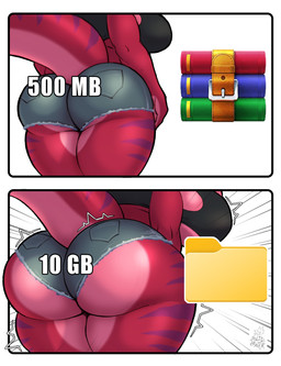 anthro big_breasts big_butt black_clothing black_shirt black_topwear bottomwear breast_expansion breasts butt butt_expansion clothing crop_top curvy_figure expansion female file_folder hip_expansion hotpants huge_breasts huge_butt huge_hips huge_thighs humor non-mammal_breasts purple_stripes red_body shirt shorts solo stripes tail text thick_tail thick_thighs thigh_expansion topwear voluptuous_female wide_hips solidheater decompressed_file_meme mythology winrar dragon mythological_creature mythological_scalie scalie absurd_res hi_res icon meme