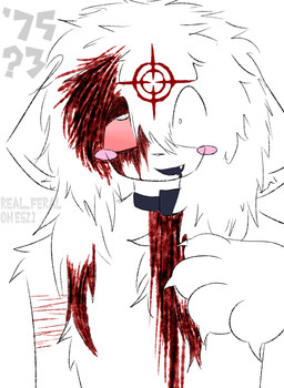 ambiguous_gender anthro blood bloodshot_eyes blush blush_lines bodily_fluids chest_tuft collar crosshair cultist floppy_ears fur gore hair insane lazy_eye masochism messy_hair scar self-harm self-harm_encouragement self-harm_scars shock_collar solo tuft white_body white_fur real_feral preychan felid feline mammal absurd_res distracting_watermark hi_res sketch watermark
