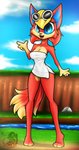 anthro bare_legs barefoot big_eyes blonde_hair blue_eyes breasts cleavage clothed clothing cute_fangs eyewear fangs feet female fur hair hot_spring looking_at_viewer open_mouth outside red_body red_fur smile solo sunglasses teeth toes tongue towel towel_only water cjweasle animal_crossing nintendo audie_(animal_crossing) canid canine canis mammal wolf 2020 absurd_res digital_media_(artwork) hi_res