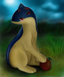 3_toes ambiguous_gender apple blue_body blue_ears blue_fur blue_sky feet feral food fruit fur grass head_markings looking_at_viewer markings multicolored_body multicolored_fur night on_grass on_ground outside plant red_eyes red_inner_ear red_markings sitting sky smile smiling_at_viewer solo spots spotted_body spotted_fur spotted_head star starry_sky tan_body tan_fur toes meraence nintendo pokemon generation_2_pokemon pokemon_(species) quilava 2013 5:6 absurd_res digital_media_(artwork) hi_res