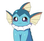 ambiguous_gender blue_arms blue_body blue_face blue_head bodily_fluids frill_(anatomy) head_crest head_frill simple_background solo tears white_background white_frill sum nintendo pokemon eeveelution generation_1_pokemon pokemon_(species) vaporeon