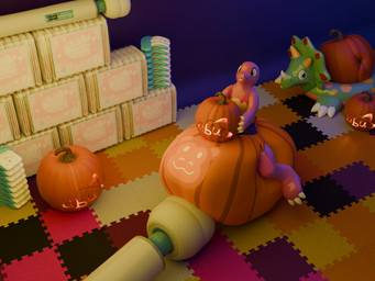 anthro big_diaper claws clean_diaper clothed clothing diaper diaper_fetish diaper_package food fruit huge_diaper inflatable inflatable_toy jack-o'-lantern male pattern_diaper plant pool_toy pumpkin riding_diaper sex_toy simple_background smile solo swim_ring swim_ring_with_face unclean_diaper vibrator wand_vibrator wearing_diaper unknown_artist zoran animate_inanimate ceratopsian ceratopsid chasmosaurine dinosaur living_inflatable marginocephalian ornithischian prehistoric_species reptile saurischian scalie theropod triceratops tyrannosaurid tyrannosauroid tyrannosaurus tyrannosaurus_rex 4:3 absurd_res hi_res