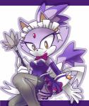 anthro boots breasts clothed clothing female footwear fur gloves handwear headgear looking_at_viewer maid_uniform shoes smile solo uniform nancher sega sonic_the_hedgehog_(series) blaze_the_cat domestic_cat felid feline felis mammal 2014 signature