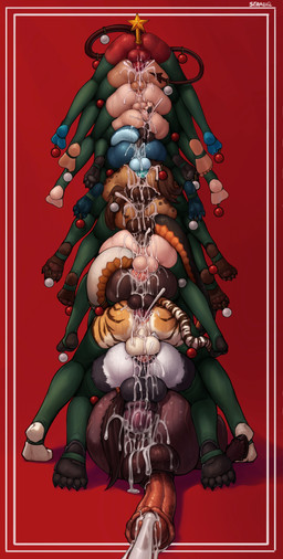 anal anal_knotting anal_penetration animal_genitalia animal_penis anthro balls big_balls biped black_body black_fur black_tail bodily_fluids brown_body brown_fur brown_penis brown_stripes brown_tail butt butt_stack buttplug buttplug_in_ass buttplug_insertion christmas_clothing christmas_tree_topper clothing countershade_butt countershade_crotch countershade_feet countershade_fur countershade_legs countershade_scales countershade_tail countershading cum cum_from_penis cum_in_ass cum_inside cum_on_another's_butt cum_on_balls cum_on_butt cum_on_tail cumshot digitigrade ejaculation equine_genitalia equine_penis erection feet feet_in_air foreshortening fur genital_fluids genitals glans green_clothing green_legwear green_thigh_highs group group_sex holidays hooves humanoid_feet humanoid_genitalia humanoid_penis knot knotted_penis knotting legwear light light_body light_skin lizard_tail male male/male male_anthro male_human male_humanoid markings medial_ring mostly_nude object_in_ass orange_body orange_fur ornament pawpads penetration penile penile_penetration penis penis_in_ass plantigrade plug_(sex_toy) plug_insertion precum red_background red_penis scales sex sex_toy sex_toy_in_ass sex_toy_insertion shadow simple_background spade_tail striped_markings striped_tail stripes sweat sweaty_balls sweaty_butt sweaty_feet sweaty_genitalia sweaty_penis sweaty_toes tail tail_markings tan_body tan_fur tan_penis teal_penis thigh_highs toes train_position unguligrade white_body white_fur white_tail seraziel christmas alma_(seraziel) bryn_(seraziel) chino_(seraziel) chloe_(seraziel) chu_(seraziel) clyde_(seraziel) gira_(seraziel) klara_(seraziel) sarina_(seraziel) sera_(seraziel) zel_(seraziel) animal_humanoid demon equid equine felid horse human humanoid hyena lizard_humanoid mammal pantherine reptile reptile_humanoid scalie scalie_humanoid spotted_hyena tiger 2025 absurd_res hi_res lighting shaded signature