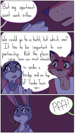 anthro clothing dialogue dipstick_ears duo ear_markings ears_down ears_up female fur green_eyes grey_body grey_fur male motion_lines multicolored_ears open_mouth orange_body orange_fur paws pivoted_ears purple_eyes shirt sigh simple_background speech_bubble teeth text three_frame_image topwear undershirt hahstudios disney zootopia judy_hopps nick_wilde canid canine european_rabbit fox lagomorph leporid mammal oryctolagus rabbit red_fox true_fox english_description english_text