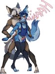 anal anal_penetration anthro anthro_on_anthro anthro_penetrated anthro_penetrating anthro_penetrating_anthro anthro_penetrating_male balls blue_body blue_fur brown_body brown_fur choker clothing duo eyes_closed eyewear femboy from_behind_position fur genitals glasses heart_symbol jewelry knock-kneed legwear male male/male male_penetrated male_penetrating male_penetrating_anthro male_penetrating_male moan necklace nipples open_mouth penetration penile penile_penetration penis penis_in_ass restrained_arms sex shirt simple_background small_penis standing standing_sex tail tank_top text thigh_highs topwear wearing_glasses white_background royer27_xd royer_(royer27_xd) canid canine canis fox mammal wolf hi_res