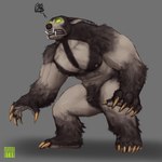 anthro claws fangs glowing glowing_eyes male mind_control muscular muscular_anthro muscular_male nipples ringed_eyes simple_background solo teeth mamaubear mamau_(mamaubear) bear mammal sun_bear ursine 1:1 full-length_portrait hi_res portrait