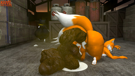 2_tails after_sex anthro anus backsack balls big_butt bodily_fluids butt cum duo ejaculation feces genital_fluids genitals huge_butt male male/male multi_tail nipples overweight pecs penis pooping pooping_on_floor relieved scatplay tail thick_thighs warehouse kanebrentkoopa atlus megami_tensei persona_(series) persona_5 sega sonic_the_hedgehog_(series) miles_prower morgana_(persona) canid canine felid feline fox mammal 16:9 3d_(artwork) 4k absurd_res digital_media_(artwork) hi_res widescreen