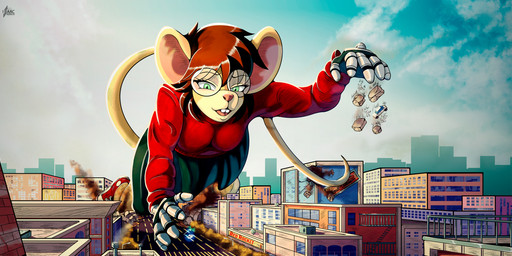 city destruction female growth macro micro tech mammal mouse murid murine rodent absurd_res detailed hi_res