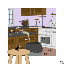 ambiguous_gender appliance bucket bulldozer cleaning cleaning_tool cleaver_(knife) container counter crane_(machine) crown cutlery feral furniture group headgear inside kitchen kitchen_appliance kitchen_knife kitchen_utensils knife ladle megaphone mop oven scaffolding stool tools trash_can vacuum_cleaner window foxboy83 tootaloo vixen_logic ant_queen_(vixen_logic) ant arthropod avian bird galliform hymenopteran insect phasianid turkey 1:1 colored digital_media_(artwork) flat_colors hi_res