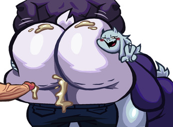 anthro big_breasts big_butt blush bodily_fluids bottomwear bottomwear_down breasts butt cellulite clothed clothing crossgender cum cum_inside cum_on_butt denim denim_bottomwear denim_clothing face_on_butt female female/female fur genital_fluids genitals gesture group hand_gesture horn huge_breasts huge_butt humanoid_genitalia humanoid_penis jeans long_ears male male/female overweight overweight_female pants pants_down partially_clothed penis selfcest shirt smile square_crossover tail topwear trio v_sign vein veiny_penis white_body white_fur sabs undertale undertale_(series) toriel boss_monster_(undertale) human mammal