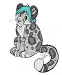 ambiguous_gender blue_hair feral fur hair leopard_spots simple_background snow solo spots white_background white_body white_fur casey_(artist) sevrah felid mammal pantherine snow_leopard 2014 signature