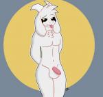 anthro balls blep fur genitals looking_at_viewer male mouth_closed nude penis solo tongue tongue_out white_body white_fur aafox196 undertale undertale_(series) asriel_dreemurr_(god_form) boss_monster_(undertale) bovid caprine mammal 2019 signature watermark