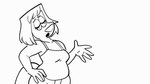 anthro clothing cute_fangs dipstick_tail female hand_on_face markings shirt solo tail tail_markings tank_top topwear galactabee nikki_(galactabee) canid canine canis domestic_dog mammal 16:9 animated black_and_white monochrome short_playtime widescreen