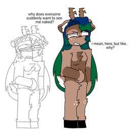 anthro blue_hair confusion female hair luisa nude nude_female solo text luisalemon deer mammal 1:1 english_text hi_res