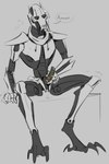 cybernetics erection genitals grey_background machine male masturbation penile penile_masturbation penis simple_background sitting solo speech_bubble naughtycr0c star_wars general_grievous cyborg kaleesh hi_res