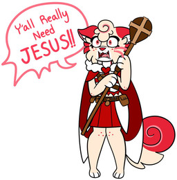 anthro balt belt_pouch bottomwear clothing cross female heart_symbol skirt solo speech_bubble staff tail whiskers starrtoon domestic_cat felid feline felis mammal