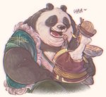 anthro chopsticks duo eyes_closed feeding food fur male male/male multicolored_body multicolored_fur noodles open_mouth open_smile overweight overweight_anthro overweight_male romantic romantic_couple size_difference smile evangelina_830 dreamworks kung_fu_panda li_shan_(kung_fu_panda) mr._ping anatid anseriform avian bear bird duck giant_panda mammal