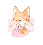 ambiguous_gender anthro bell bell_collar collar fur heart_symbol orange_body orange_fur potrait smile smiling_at_viewer solo bunonthemoon domestic_cat felid feline felis mammal 2023