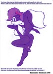accessory advertisement anthro big_tail bow_ribbon breasts butt english_text female fifi_la_fume fur hair hair_accessory hair_bow hair_ribbon mammal mephitid nanobots norithics nude purple_body purple_fur raised_leg ribbons seth65_(character) short_hair side_boob skunk tail text tiny_toon_adventures warner_brothers