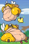 anthro aviator_cap aviator_goggles butt_slam duo flying hi_res koopa koopa_paratroopa koopa_troopa male mario_bros nintendo obese obese_anthro obese_male overweight overweight_anthro overweight_male paper_mario parakarry scalie sitting_on_another solo_focus tehsquishyray wings