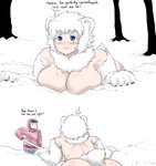 :3 all_fours big_breasts big_butt blue_eyes blush bottomwear breasts butt claws clothed clothing day dialogue duo emanata female fluffy fluffy_hair fully_clothed fur glistening glistening_body glistening_breasts glistening_skin hair holding_object hoodie inner_ear_fluff light_body light_skin looking_at_another male monotone_body monotone_fur monotone_hair neck_tuft nude outside pants paws plant short_hair shovel snow standing text thought_bubble tools topwear tree tuft white_body white_fur white_hair winter ricedawg animal_humanoid bear human humanoid mammal mammal_humanoid polar_bear_humanoid ursid_humanoid ursine ursine_humanoid comic english_text hi_res