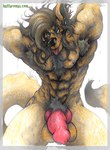 anthro bodily_fluids knot male muscular musk solo sweat text yagi_b._(artist) huffaromas canid canine canis domestic_dog mammal low_res url