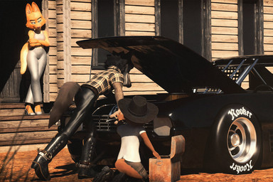 ambiguous_gender anthro belt boots bottomwear building car clothed clothing cowboy_boots cowboy_hat family female footwear fur group hat headgear headwear high_heels house husband_and_wife leather leather_bottomwear leather_clothing leather_pants male married_couple offspring orange_body orange_fur pants shoes spurs tail trio vehicle monketco_(artist) goneafterdark_(modeler) dreamworks dreamworks_all-star_kart_racing the_bad_guys diane_foxington mr._wolf_(the_bad_guys) canid canine canis fox hybrid mammal wolf 3d_(artwork) digital_media_(artwork) hi_res father_(lore) father_and_child_(lore) mother_(lore) mother_and_child_(lore) mother_and_father_(lore) parent_(lore) parent_and_child_(lore)