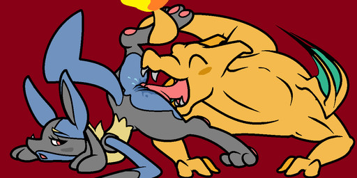 ambiguous_gender anthro blush cunnilingus duo fangs female female/ambiguous feral fire genitals licking looking_back oral pawpads red_background semi-anthro sex simple_background tail teeth tongue tongue_out vaginal vulva wet wings nightdazed mythology nintendo pokemon charizard dragon generation_1_pokemon generation_4_pokemon lucario mythological_creature mythological_scalie pokemon_(species) scalie 2017 aliasing digital_media_(artwork)