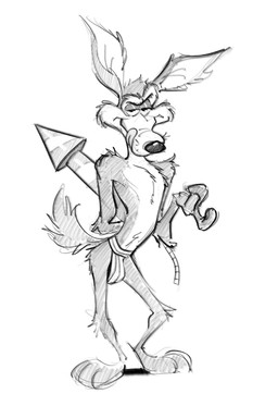 anthro beckoning bulge clothed clothing fur fuse gesture half-closed_eyes hand_gesture holding_object holding_rocket jockstrap jockstrap_only licking licking_lips looking_at_viewer male narrowed_eyes paws rocket seductive smile solo tongue tongue_out topless underwear underwear_only whiskers zepthehyerian looney_tunes warner_brothers wile_e._coyote canid canine canis coyote mammal 2026 hi_res monochrome sketch