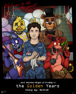 anthro beak belt bow_(feature) bow_tie clothed clothing copyright_symbol detailed_background electric_guitar female food fruit group guitar hat headgear headwear machine male melon musical_instrument plant plucked_string_instrument string_instrument symbol text top_hat watermelon wolfjedisamuel five_nights_at_freddy's scottgames bonnie_(fnaf) chica_(fnaf) classic_chica_(fnaf) foxy_(fnaf) freddy_(fnaf) phone_guy_(fnaf) animatronic avian bear bird canid canine chicken fox galliform human lagomorph leporid mammal phasianid rabbit robot 2015 absurd_res english_text hi_res