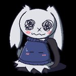 blue_clothing blue_sweater blue_topwear blush blush_lines clothing eyes_closed female simple_background solo sweater topwear transparent_background oagoner cave_story nintendo pokemon sue_sakamoto generation_7_pokemon mimikyu pokemon_(species) 1:1 aliasing alpha_channel digital_media_(artwork) low_res