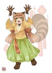 5_fingers anthro asian_clothing breasts brown_hair chinese_clothing clothed clothing east_asian_clothing feet female fingers green_eyes hair hanfu toes kawarage_yatano ailurid mammal red_panda absurd_res hi_res