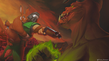 4_toes 5_fingers anthro anthrofied armor athletic athletic_anthro athletic_male belly belly_fur belly_hair biceps big_belly big_butt biped black_claws body_hair bottomwear brown_body brown_fur bulge butt butt_grab butt_hair chest_hair chest_tuft claws clothed clothing countershade_arms countershade_butt countershade_face countershade_fur countershade_hair countershade_hands countershade_legs countershade_neck countershade_thighs countershade_torso countershading crossgender daddy_kink elderly elemental_manipulation exposed eyebrows eyes_closed facial_hair fangs feet fingers fire fire_hand fire_manipulation fluffy fluffy_tail fur glowing glowing_eyes grey_body grey_fur group gun hand_on_butt headgear hell helmet horn hug huge_butt light light_body male male/male mature_anthro mature_male mature_sub multicolored_body multicolored_fur musclegut muscular muscular_chest muscular_male mustache open_mouth overweight overweight_anthro overweight_bottom overweight_male overweight_sub partially_clothed pose raised_leg ranged_weapon red_body red_skin shotgun simple_background tail teeth thick_tail thong toes tongue tongue_out topless topless_anthro topless_male trio tuft two_tone_body two_tone_fur underwear underwear_only weapon white_body white_fur wide_hips yellow_eyes yellow_teeth true_pengon doom_(series) id_software microsoft daisy_(doom) doom_slayer baron_of_hell demon hare human lagomorph leporid mammal rabbit 16:9 4k absurd_res hi_res widescreen