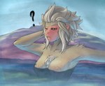 anthro bathing breasts chest_tuft dark_sclera female fur hair hot_spring looking_at_viewer naturally_censored nipple_outline nude simple_background skinny_dipping solo tuft water wet androidz pai_(androidz) haplorhine macaque mammal monkey old_world_monkey primate hi_res