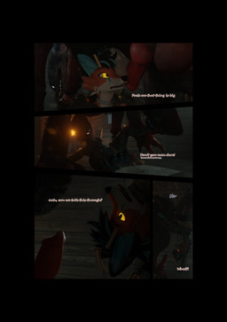 anthro armor dialogue duo genitals held_by_leg horn imminent_sex knot knotted_penis male male/male penis text wings sanythefox fallout microsoft blue_devil sany_van_fox cryptid lagomorph mammal wolpertinger 3d_(artwork) absurd_res comic digital_media_(artwork) english_text hi_res multiple_scenes