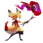 3_toes 4_fingers anthro black_body black_fur cute_fangs fangs feet fingers fire fur head_tuft inner_ear_fluff male open_mouth paws red_body red_eyes red_fur simple_background solo stick teeth toes tuft white_background yellow_body yellow_fur aishasoup nintendo pokemon fang_(braixen) braixen generation_6_pokemon pokemon_(species) colored_sketch hi_res sketch