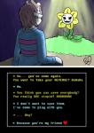 clothing dialogue duo horn plant text spykie undertale undertale_(series) flowey_the_flower spykie_(character) deer elemental_creature flora_fauna mammal 2018 english_text hi_res