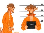 angry anthro bound clothed clothing cuff_(restraint) fully_clothed handcuffs male metal_cuffs prison prison_uniform prisoner restraints suit roberttristeart rob_(roberttristeart) borzoi canid canine canis domestic_dog hunting_dog mammal sighthound 4:3 absurd_res hi_res